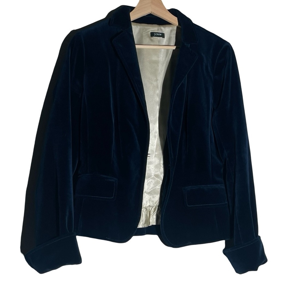J.CREW Ecole‎ Blazer Jacket Blue Taupe Wool Blend Lined Pockets Size 2